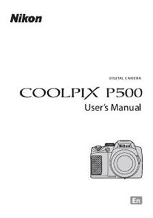 Nikon Coolpix P500 manual. Camera Instructions.